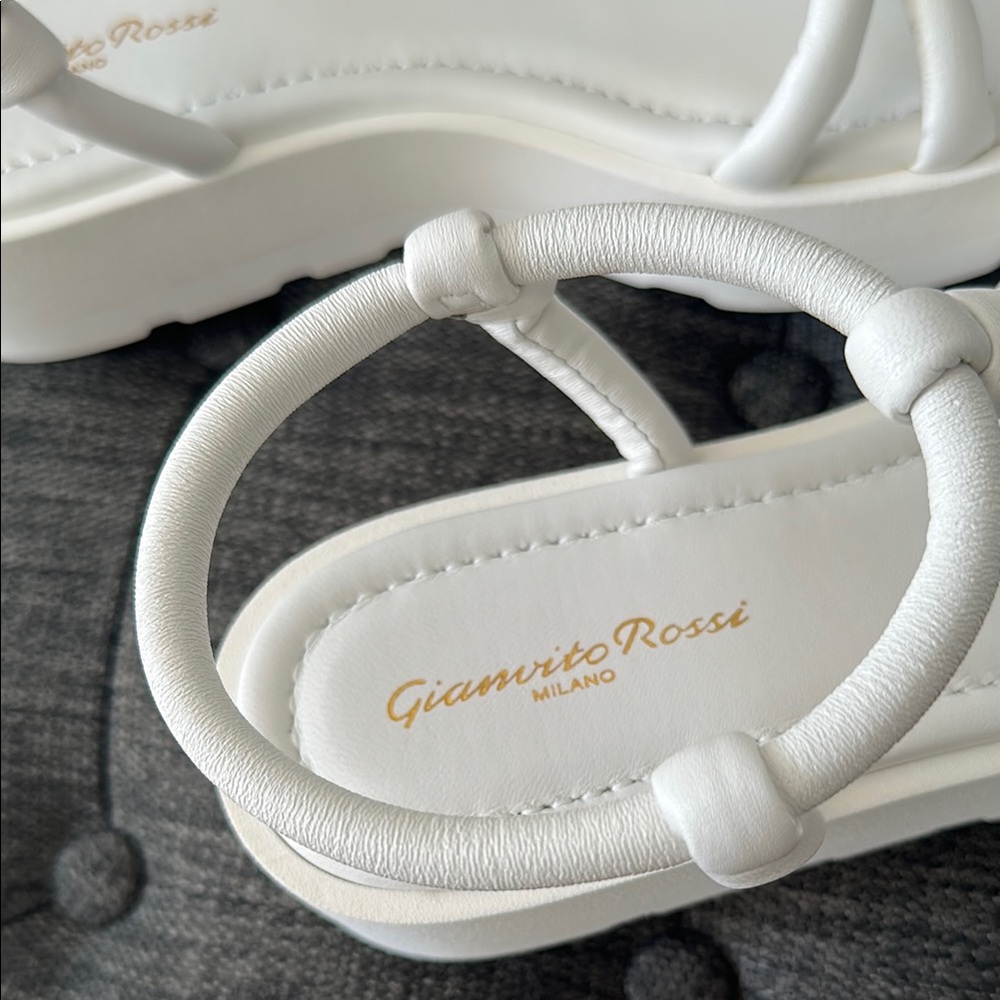 Gianvito Rossi White Platform Sandals with Ankle Strap - Picture 11 of 12